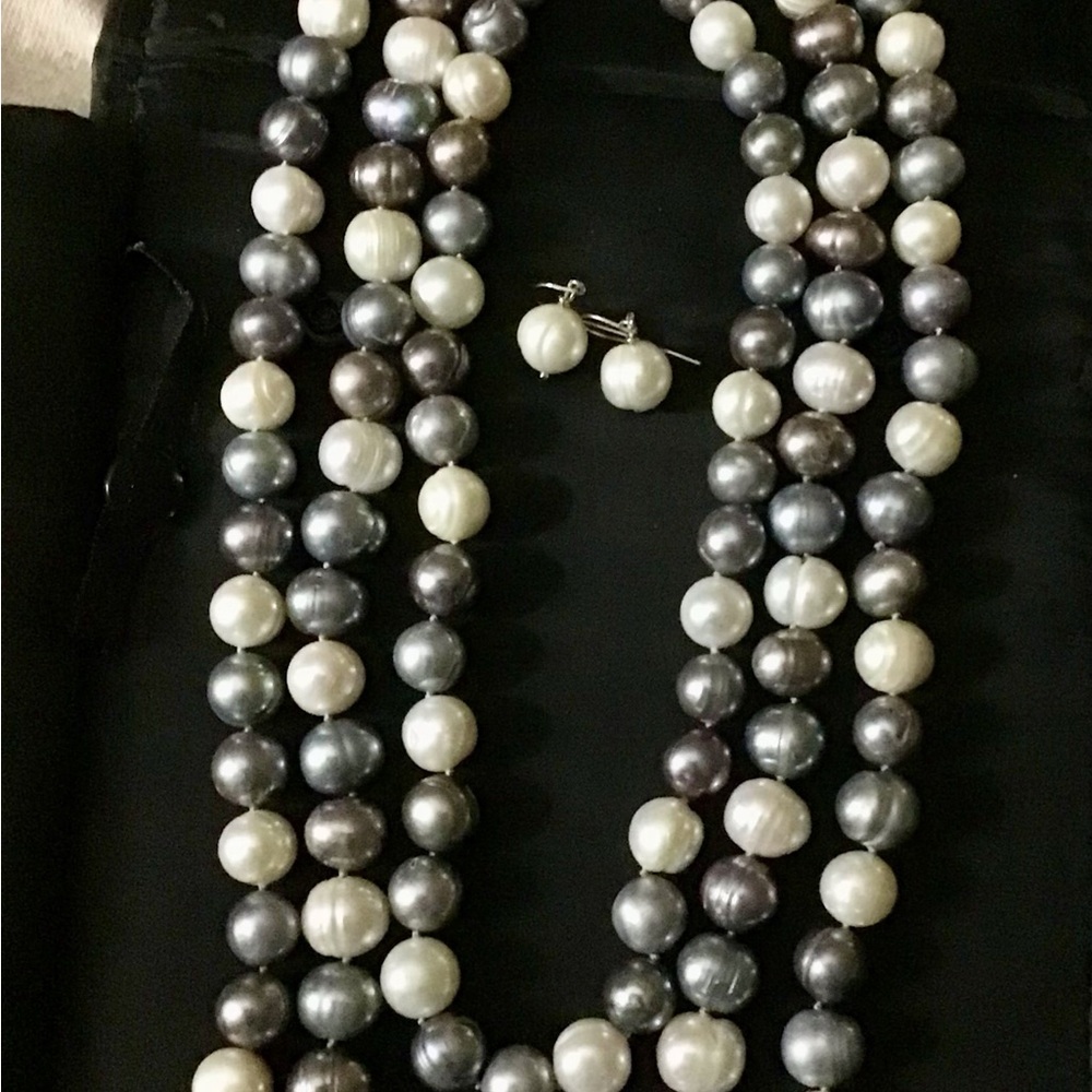 JTV Multi Colored FWP Pearl Necklace & Earring set